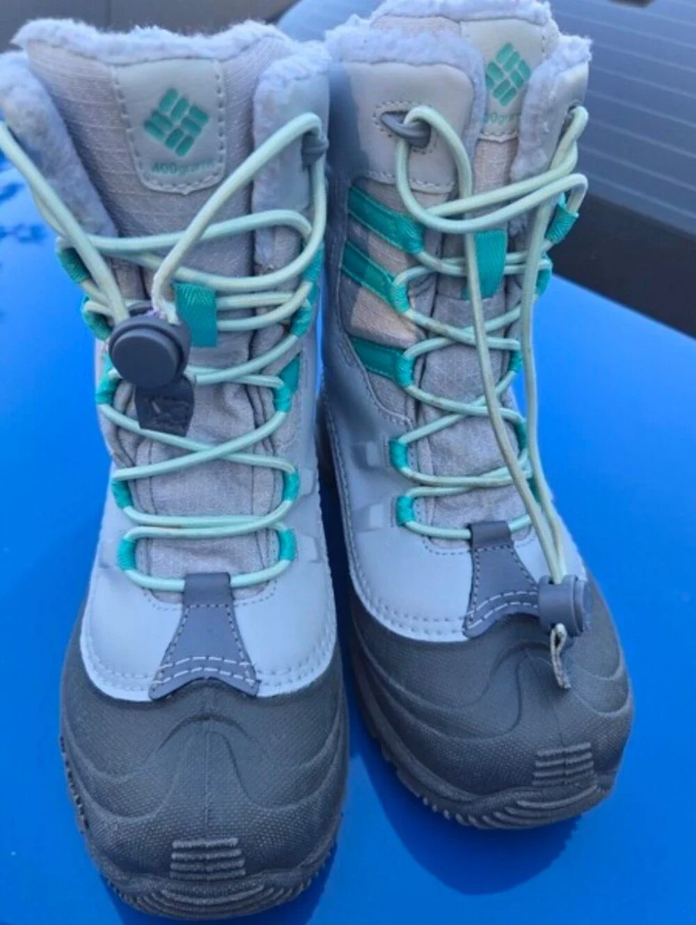 Columbia Kids Winter Snow Boots | Size 2 | 400g Insulated | Gray & Teal